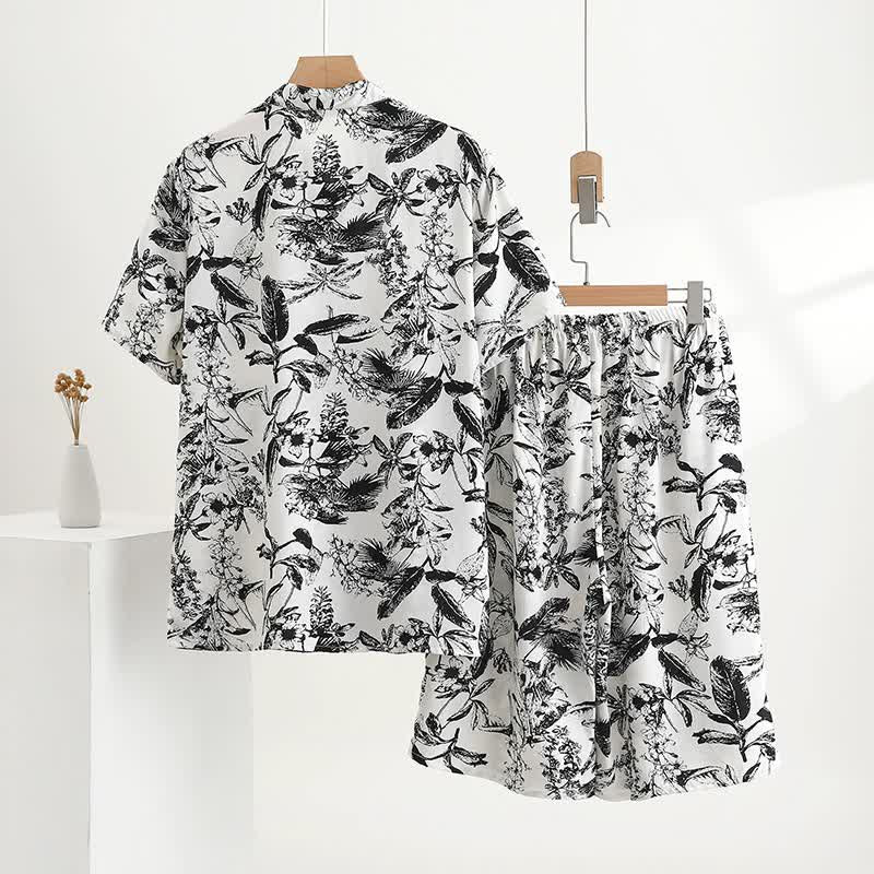 Ownkoti Monochrome Botanical Print Pajama Set - image 1
