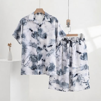 Ownkoti Unisex Style Ink Wash Pajama Set - Gray - 5XL - image 0