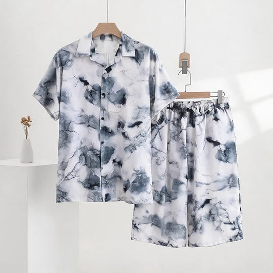 Ownkoti Unisex Style Ink Wash Pajama Set - Gray - 5XL - image 0