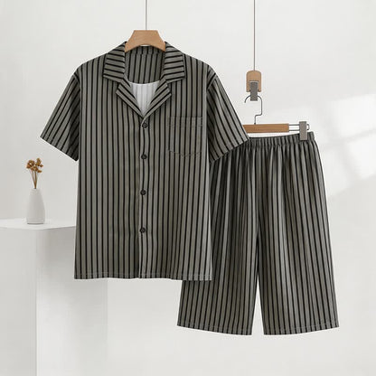 Ownkoti Unisex Striped Modal Pajama Set - Gray - 3XL - image 0