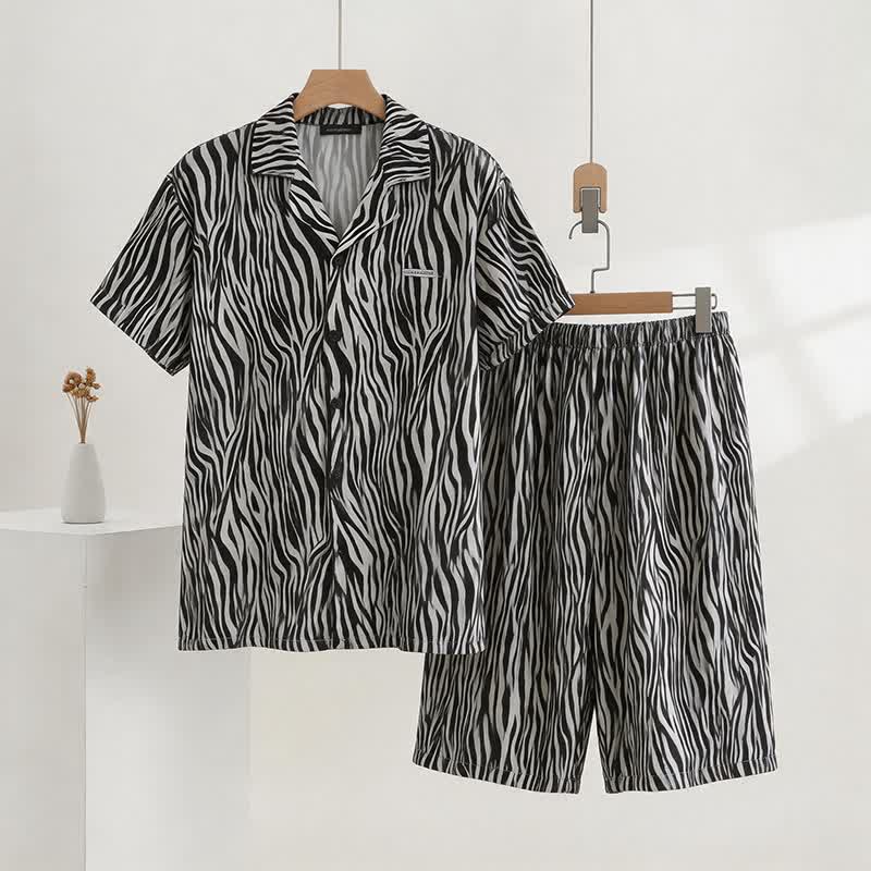 Ownkoti Unisex Zebra Print Modal Pajama Set - Gray - 3XL - image 0