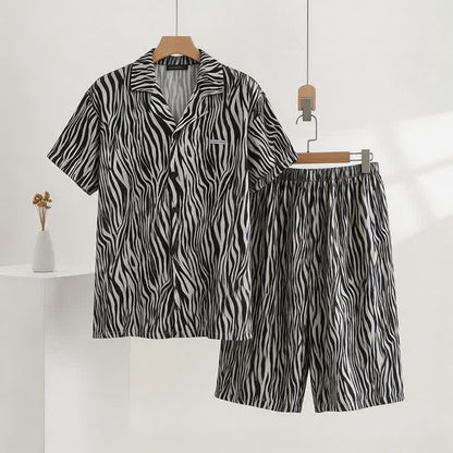 Ownkoti Unisex Zebra Print Modal Pajama Set - Gray - 3XL - image 0
