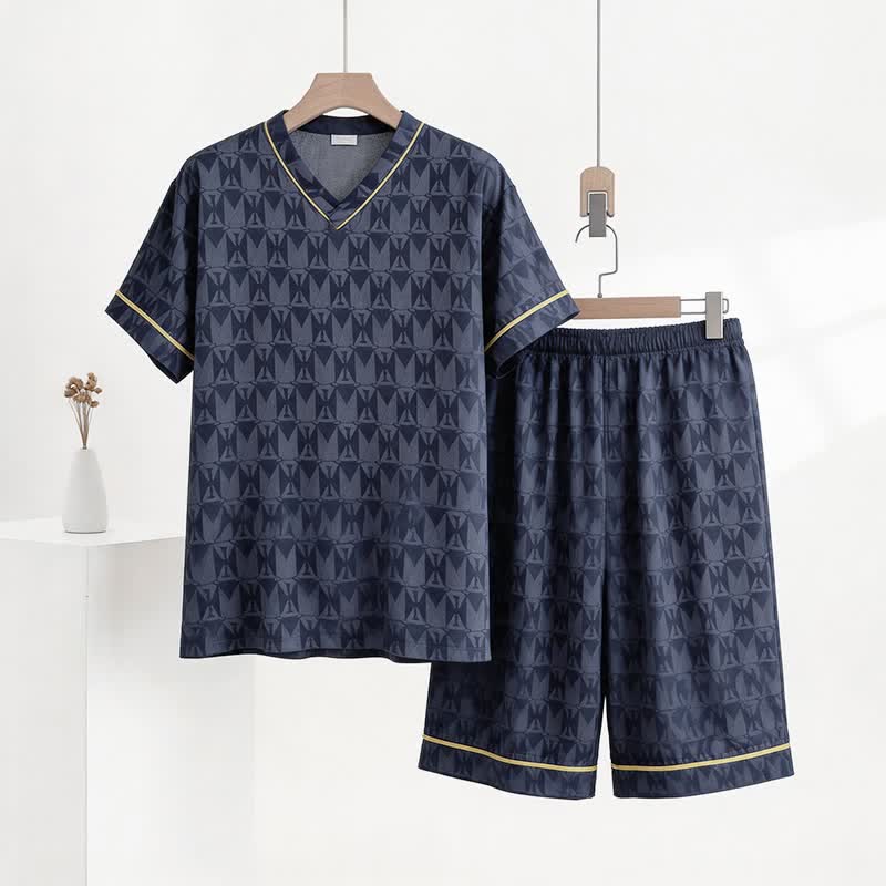 Ownkoti Navy Geometric Pattern Loungewear Set - Navy - XXXL - image 0