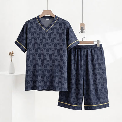 Ownkoti Navy Geometric Pattern Loungewear Set - Navy - XXXL - image 0