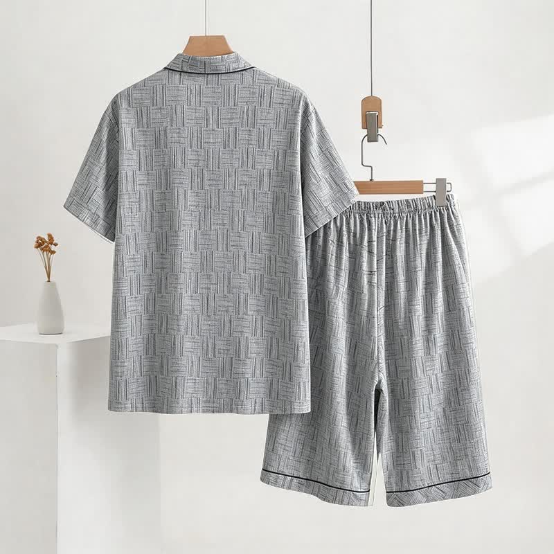 Ownkoti Gray Abstract Linear Cotton Pajama Set - image 3