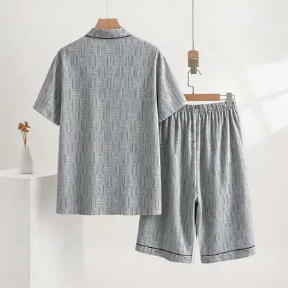 Ownkoti Gray Abstract Linear Cotton Pajama Set - image 3