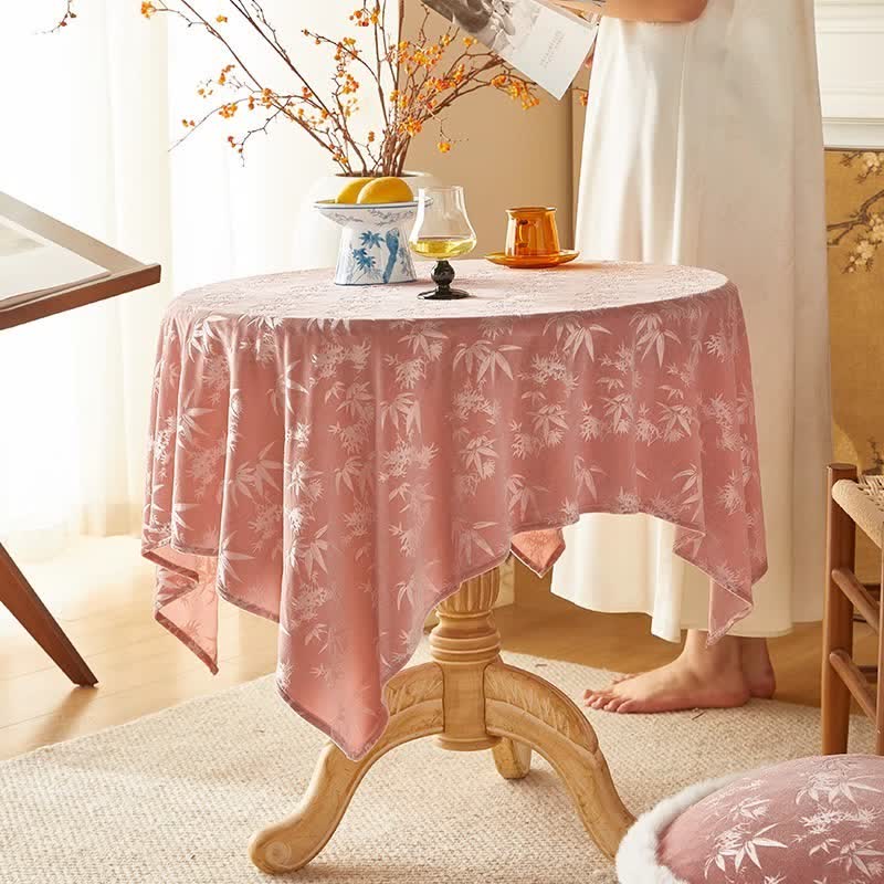 Ownkoti Pink Elegant Bamboo Jacquard Tablecloth - Pink - 55" x 87" - image 0