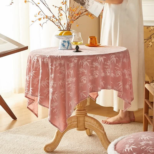 Ownkoti Pink Elegant Bamboo Jacquard Tablecloth - Pink - 55" x 87" - image 0