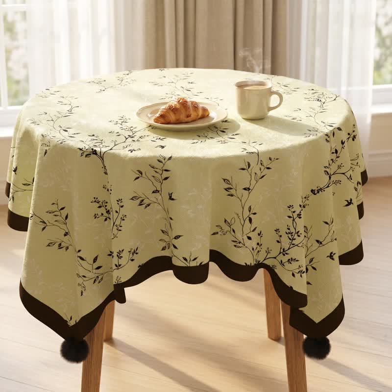 Ownkoti Rustic Style Botanical Tassel Tablecloth - image 1