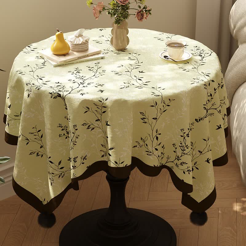 Ownkoti Rustic Style Botanical Tassel Tablecloth - Green - 55" x 87" - image 0