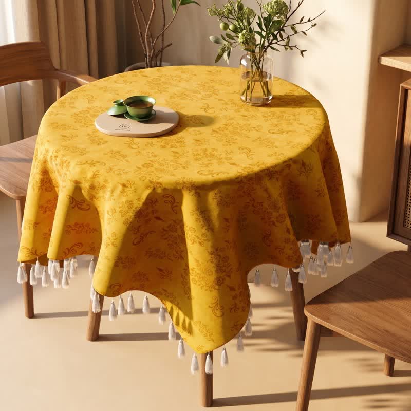 Ownkoti Vintage Branch leaf Tassel Tablecloth - image 8