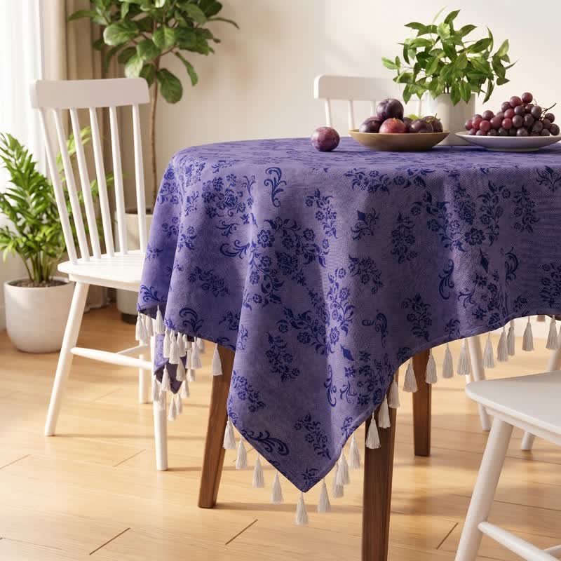 Ownkoti Vintage Branch leaf Tassel Tablecloth - image 4