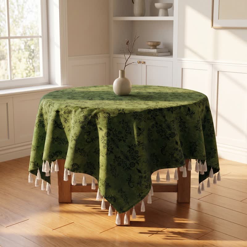 Ownkoti Vintage Branch leaf Tassel Tablecloth - image 1