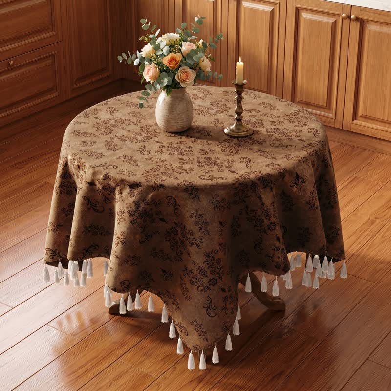 Ownkoti Vintage Branch leaf Tassel Tablecloth - image 6
