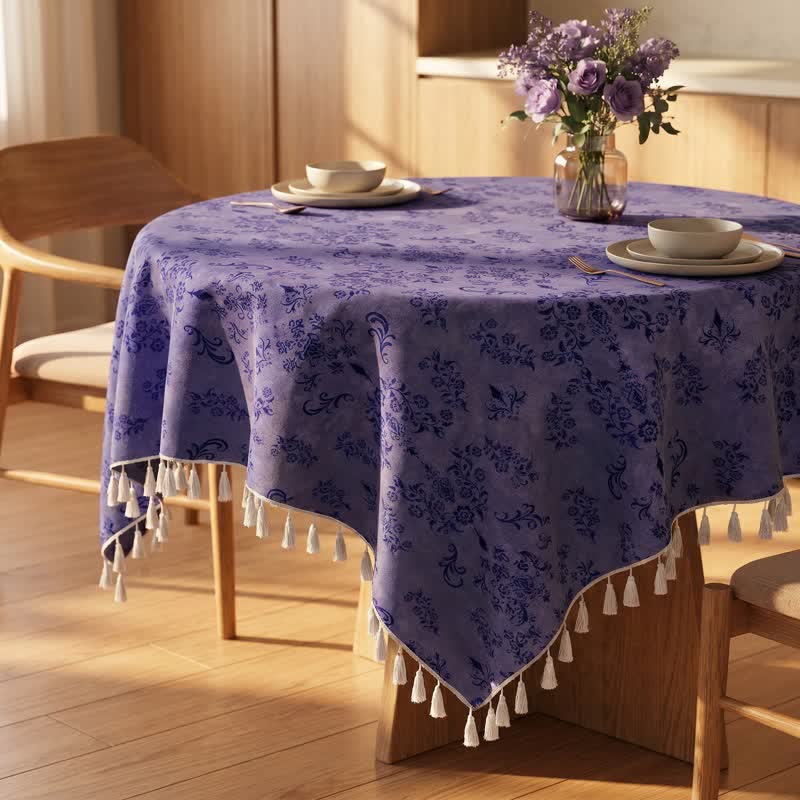 Ownkoti Vintage Branch leaf Tassel Tablecloth - image 3