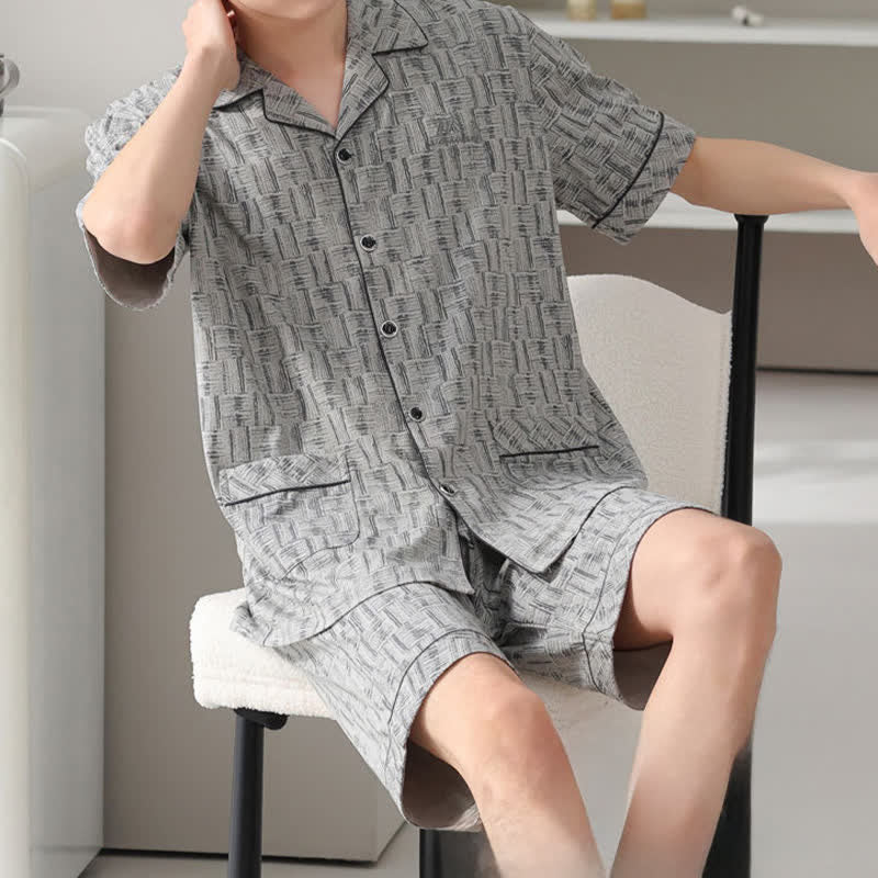 Ownkoti Gray Abstract Linear Cotton Pajama Set - image 2