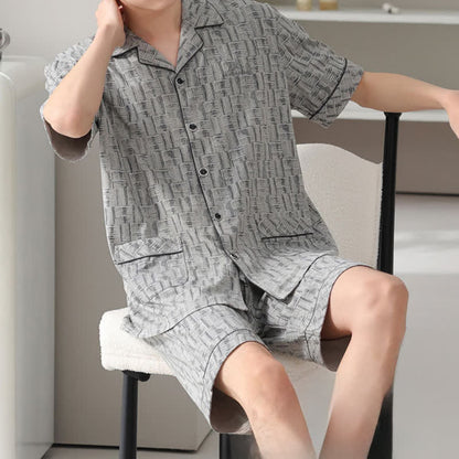 Ownkoti Gray Abstract Linear Cotton Pajama Set - image 2