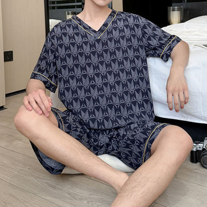 Ownkoti Navy Geometric Pattern Loungewear Set - image 1