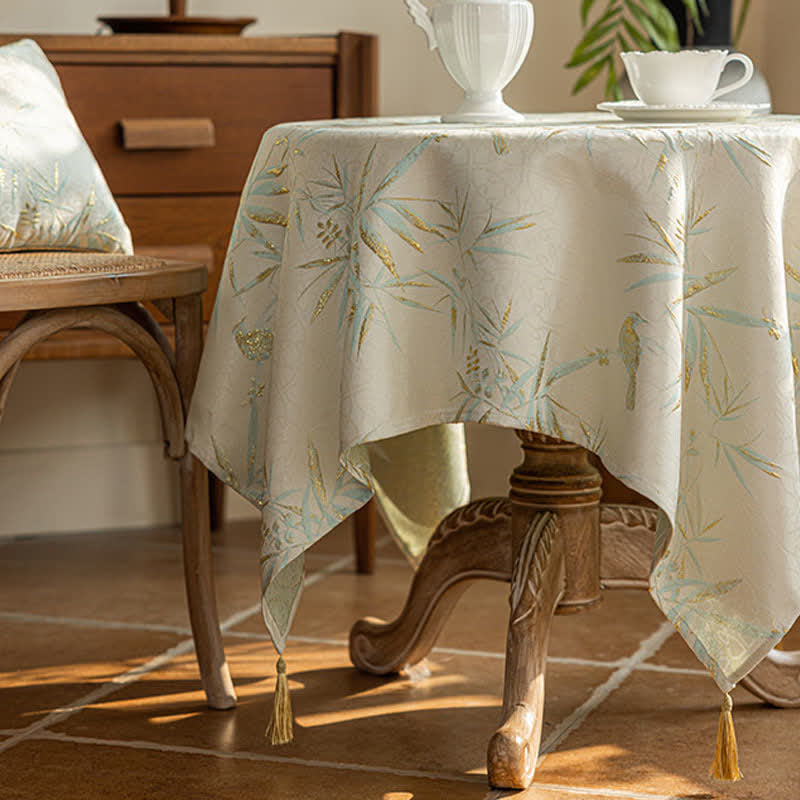 Ownkoti Elegant Bamboo Leaf Tassel Tablecloth - image 5