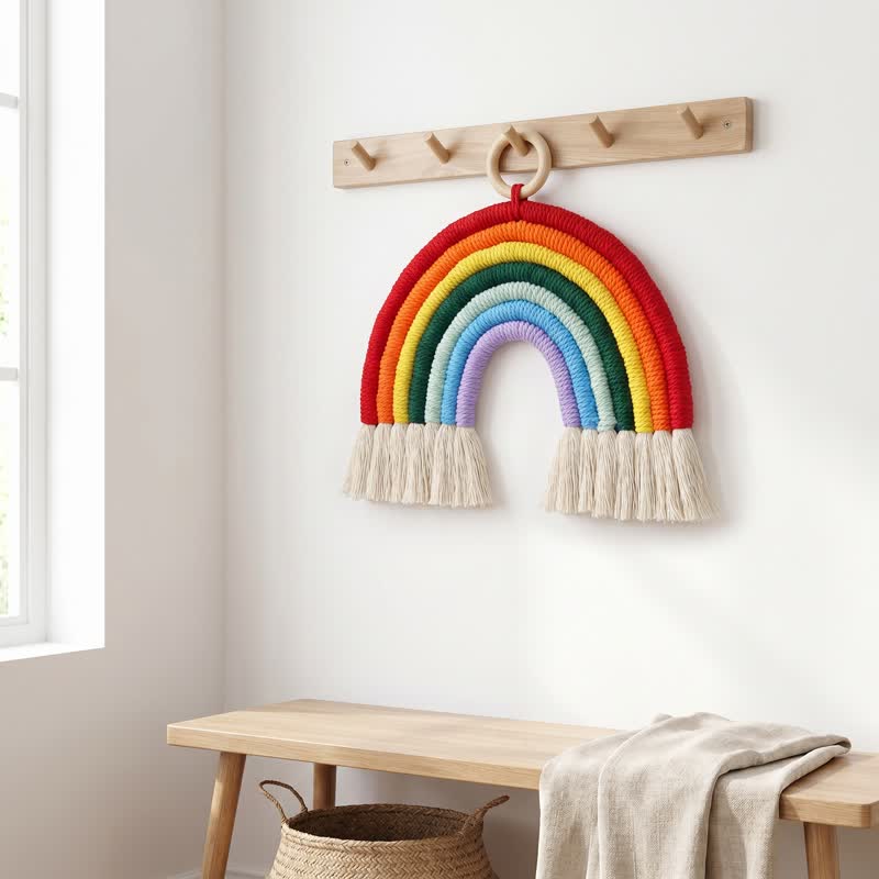 Ownkoti Boho Rainbow Macrame Cotton Wall Hanging - image 1