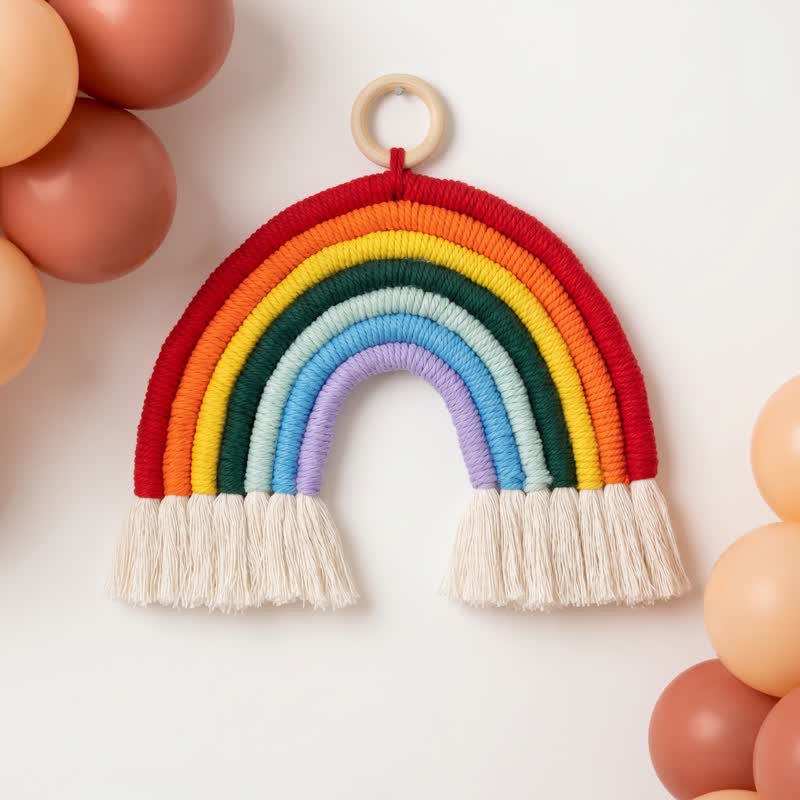 Ownkoti Boho Rainbow Macrame Cotton Wall Hanging - Rainbow - image 0