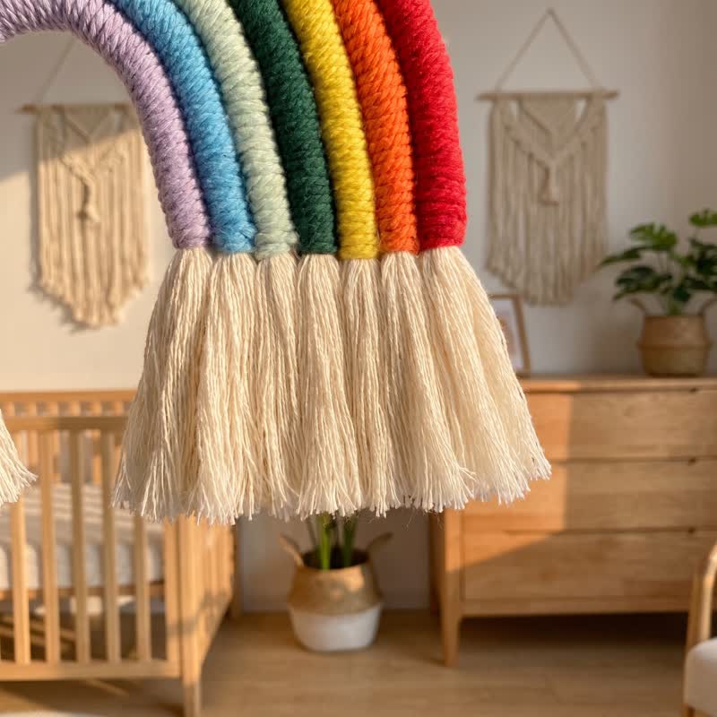 Ownkoti Boho Rainbow Macrame Cotton Wall Hanging - image 5