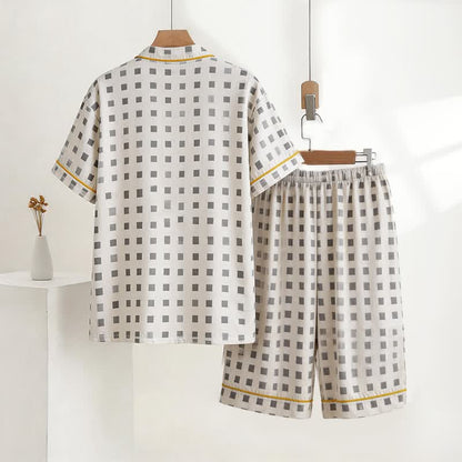 Ownkoti Unisex Mini Check V-Neck Pajama Set - image 2
