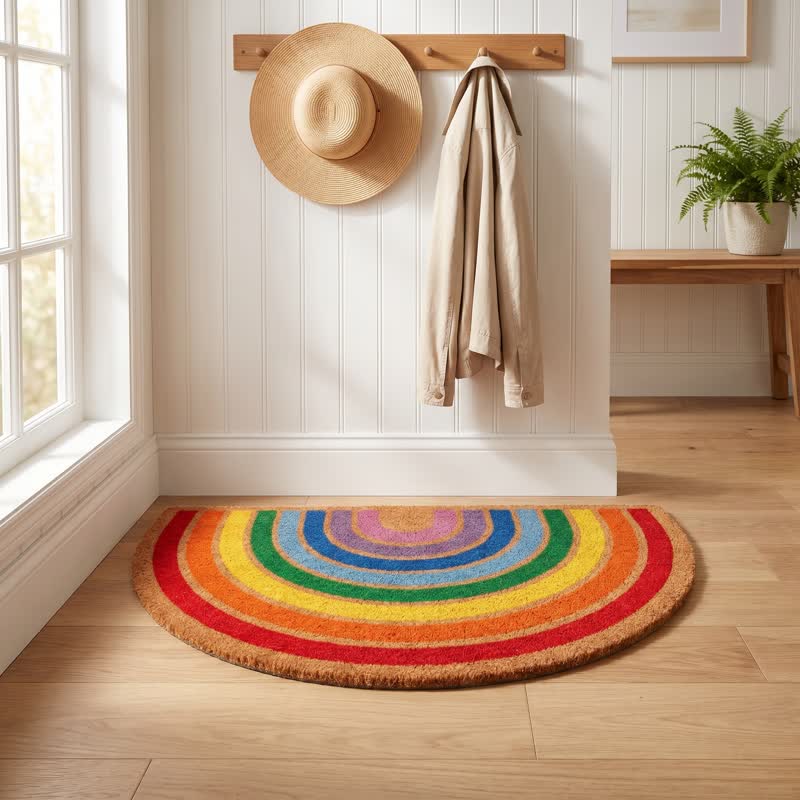 Ownkoti Rainbow Non-Slip Entryway Coir Area Rug - image 2