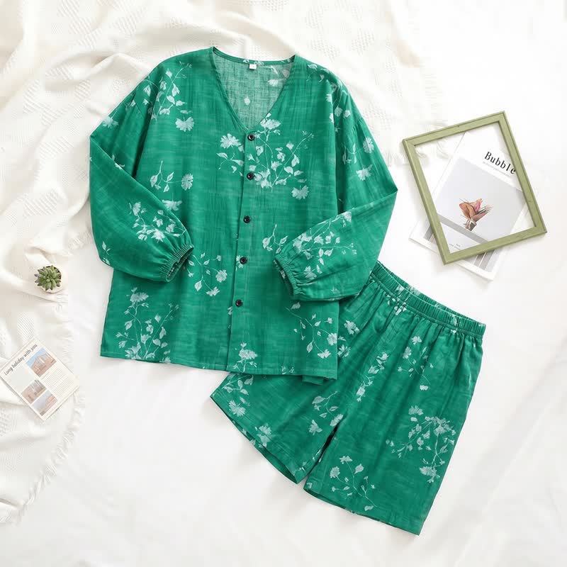 Ownkoti Botanical Floral Button Front Women's Pajamas - image 5