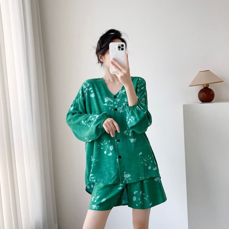 Ownkoti Botanical Floral Button Front Women's Pajamas - image 6