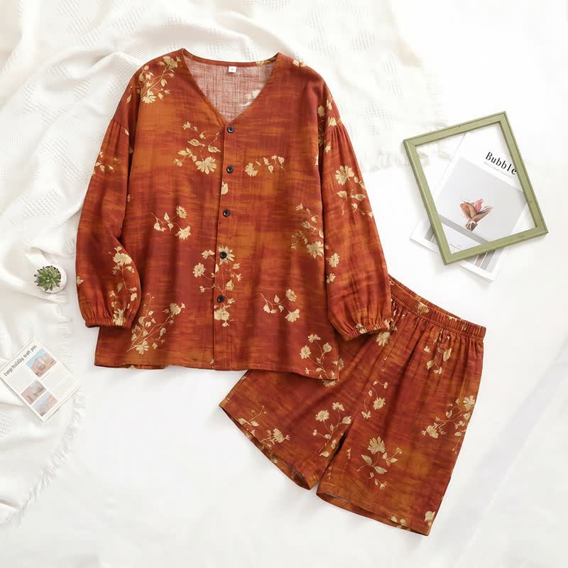 Ownkoti Botanical Floral Button Front Women's Pajamas - image 1