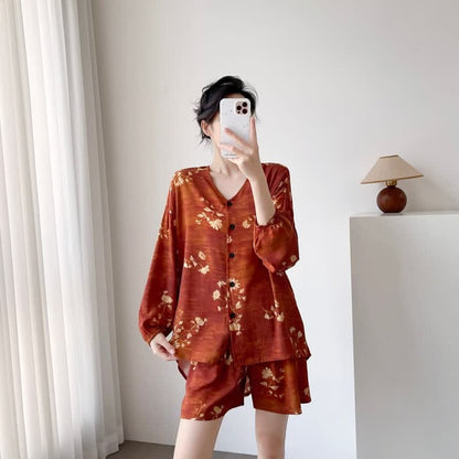Ownkoti Botanical Floral Button Front Women's Pajamas - image 2