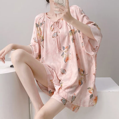 Ownkoti Floral & Butterfly Tie Neck Loungewear Set - image 2