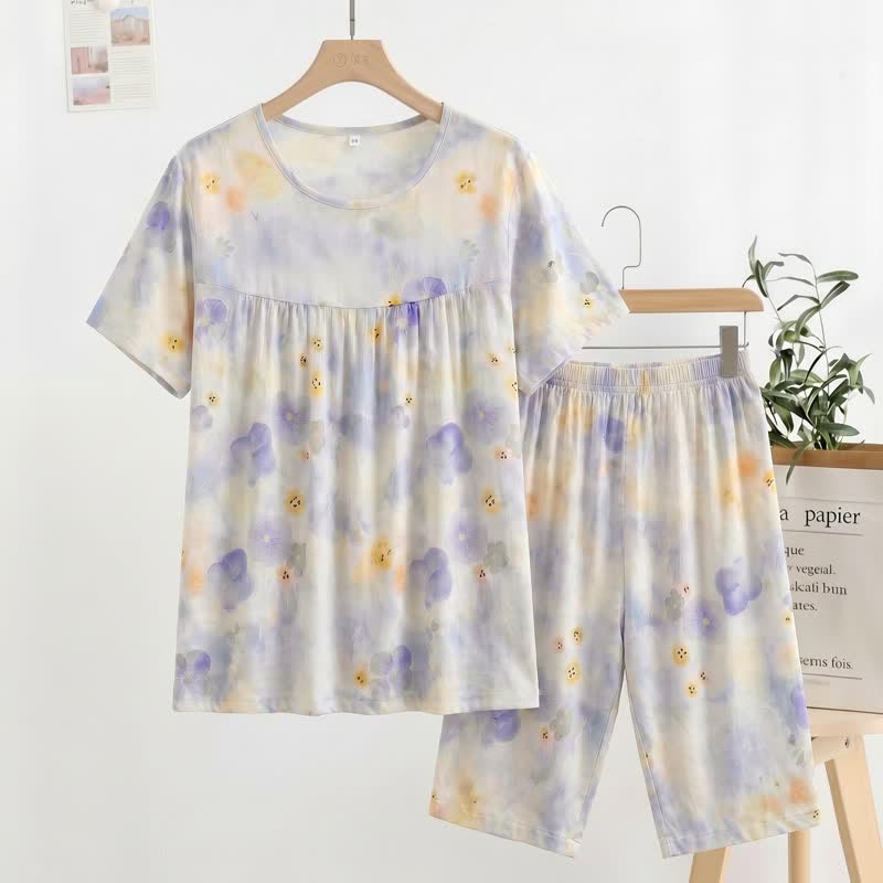 Ownkoti Misty Blue Floral Loungewear Set - Blue - XXL - image 0