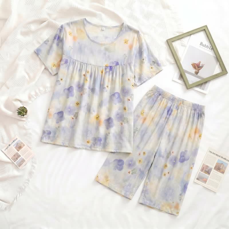 Ownkoti Misty Blue Floral Loungewear Set - image 1