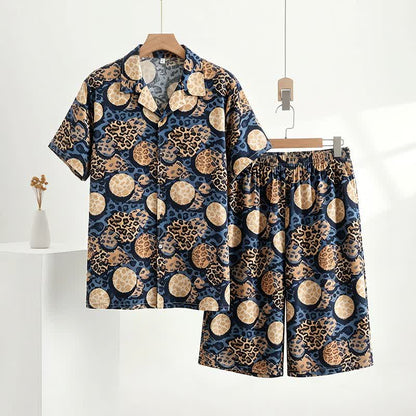 Ownkoti Navy Leopard Print Loungewear Set - Navy - 5XL - image 0