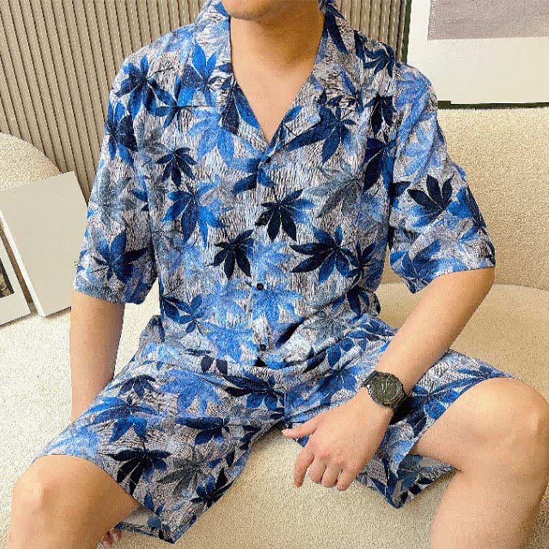 Ownkoti Unisex Blue Leaf Print Pajama Set - image 2