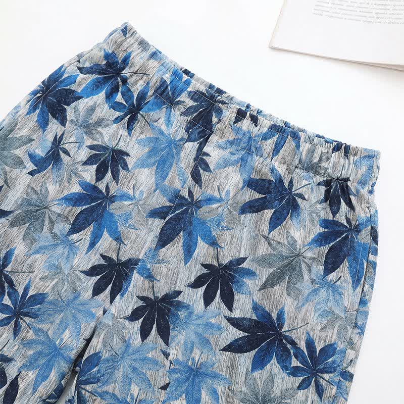 Ownkoti Unisex Blue Leaf Print Pajama Set - image 5