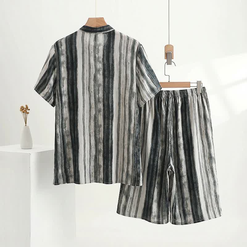 Ownkoti Unisex Ink Stripe Mandarin Collar Pajamas - image 2