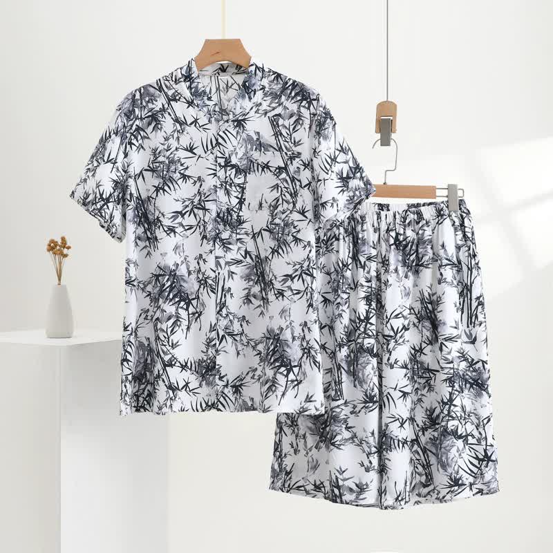 Ownkoti Unisex Style Bamboo Print Pajama Set - White - 5XL - image 0