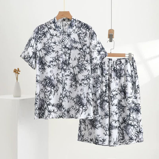 Ownkoti Unisex Style Bamboo Print Pajama Set - White - 5XL - image 0