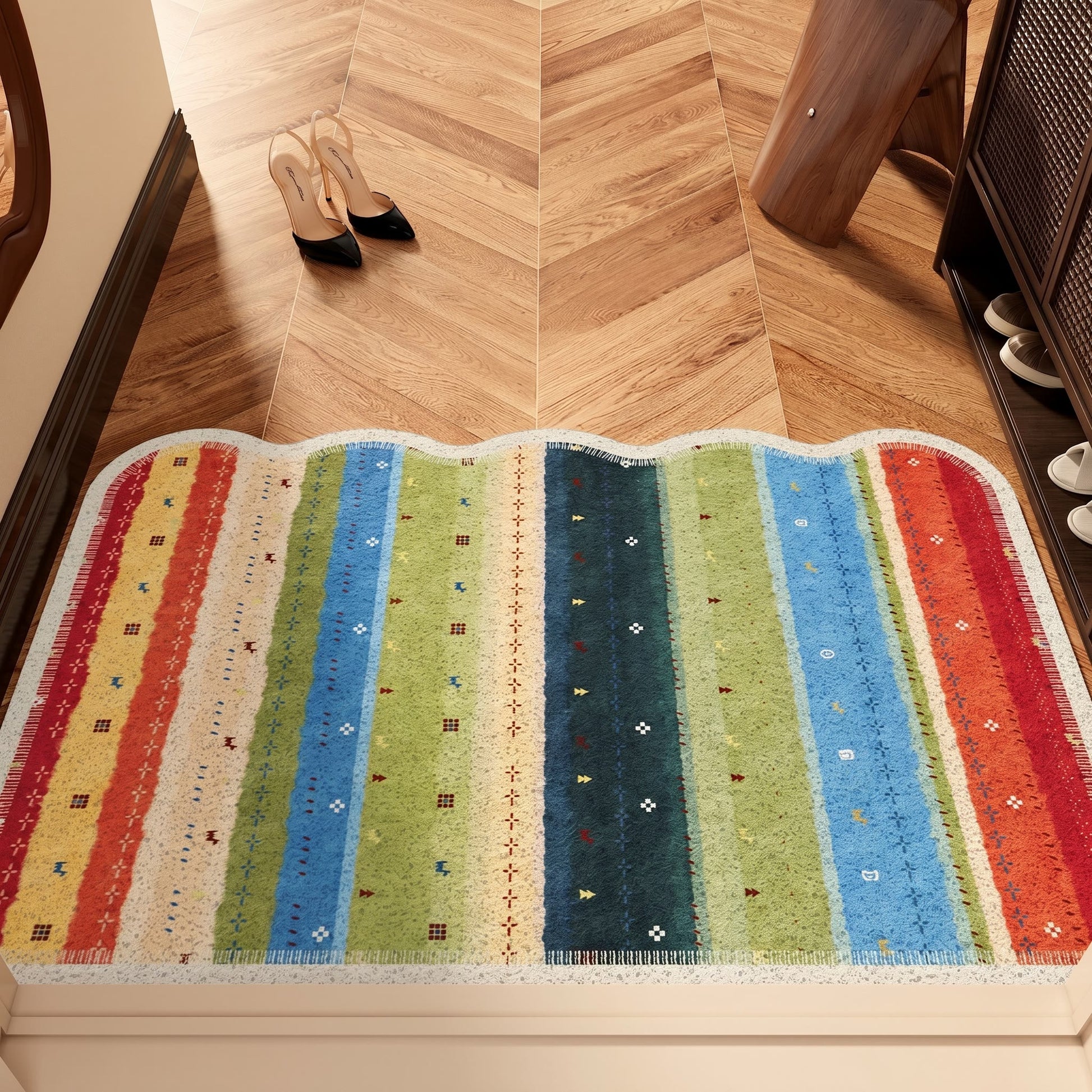 Ownkoti Boho Rainbow Striped PVC Non-Slip Rug - 35'' × 47'' - image 0