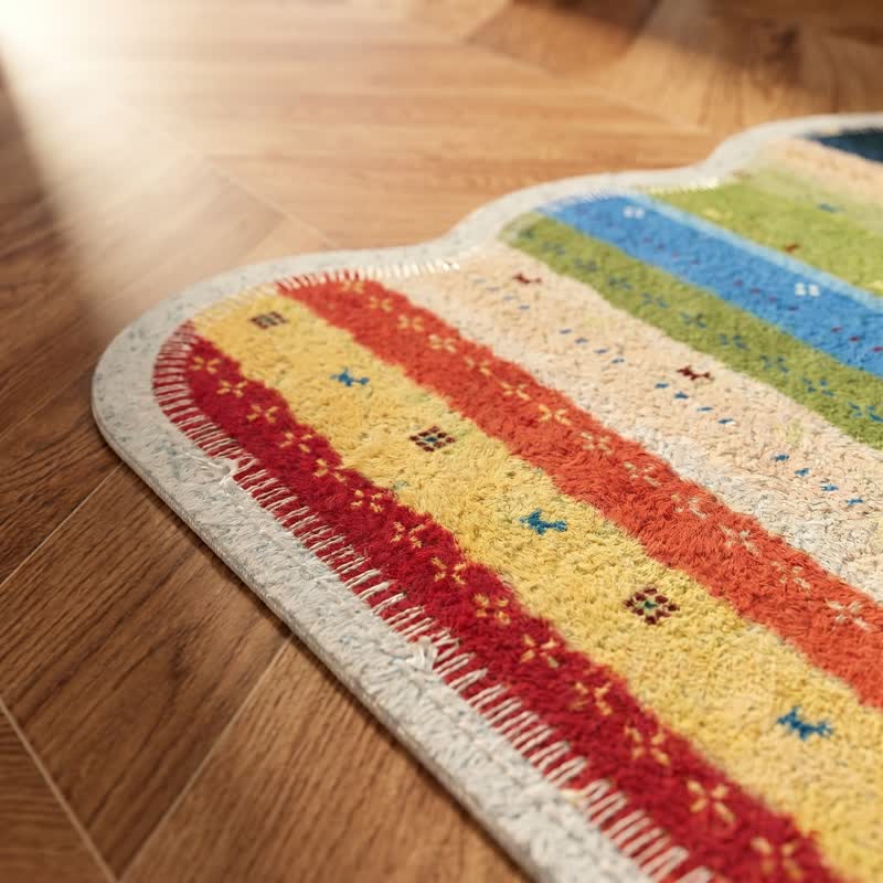 Ownkoti Boho Rainbow Striped PVC Non-Slip Rug - image 4