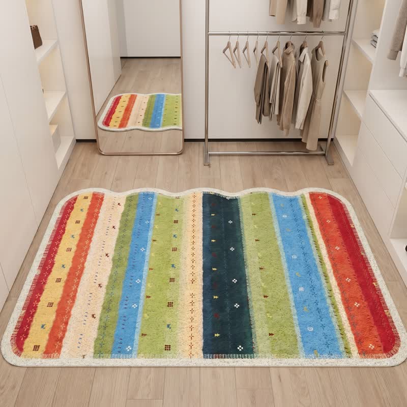 Ownkoti Boho Rainbow Striped PVC Non-Slip Rug - image 3