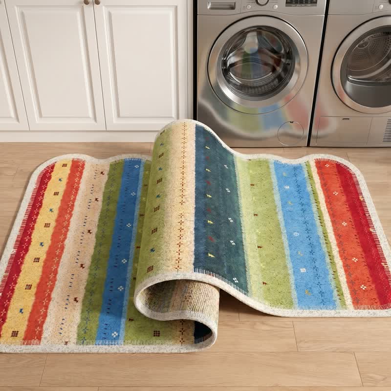 Ownkoti Boho Rainbow Striped PVC Non-Slip Rug - image 5