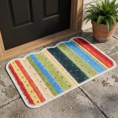 Ownkoti Boho Rainbow Striped PVC Non-Slip Rug - image 2