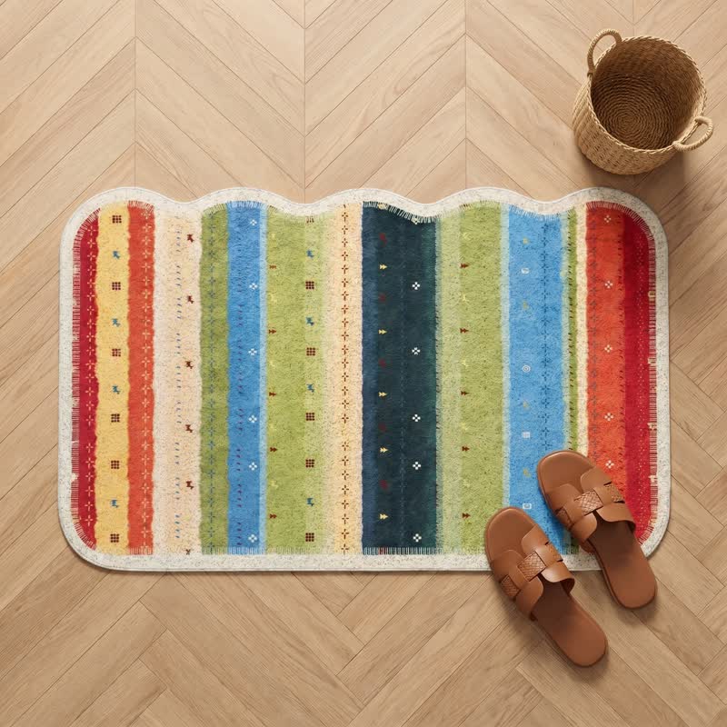 Ownkoti Boho Rainbow Striped PVC Non-Slip Rug - image 1