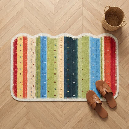 Ownkoti Boho Rainbow Striped PVC Non-Slip Rug - image 1