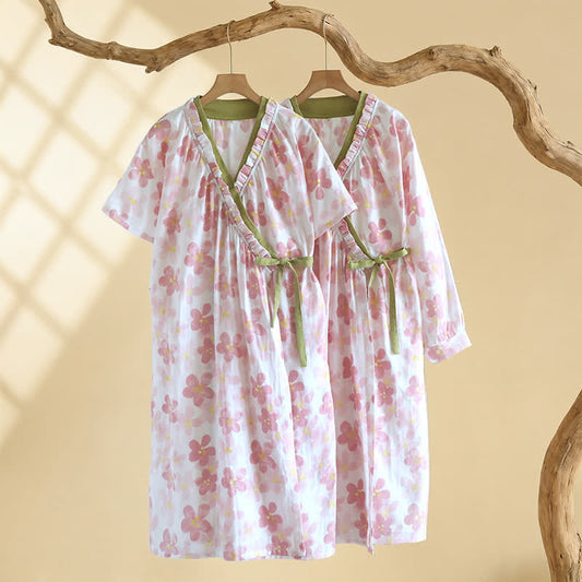 Ownkoti Sakura Floral Cotton Gauze Kimono Nightdress - image 0