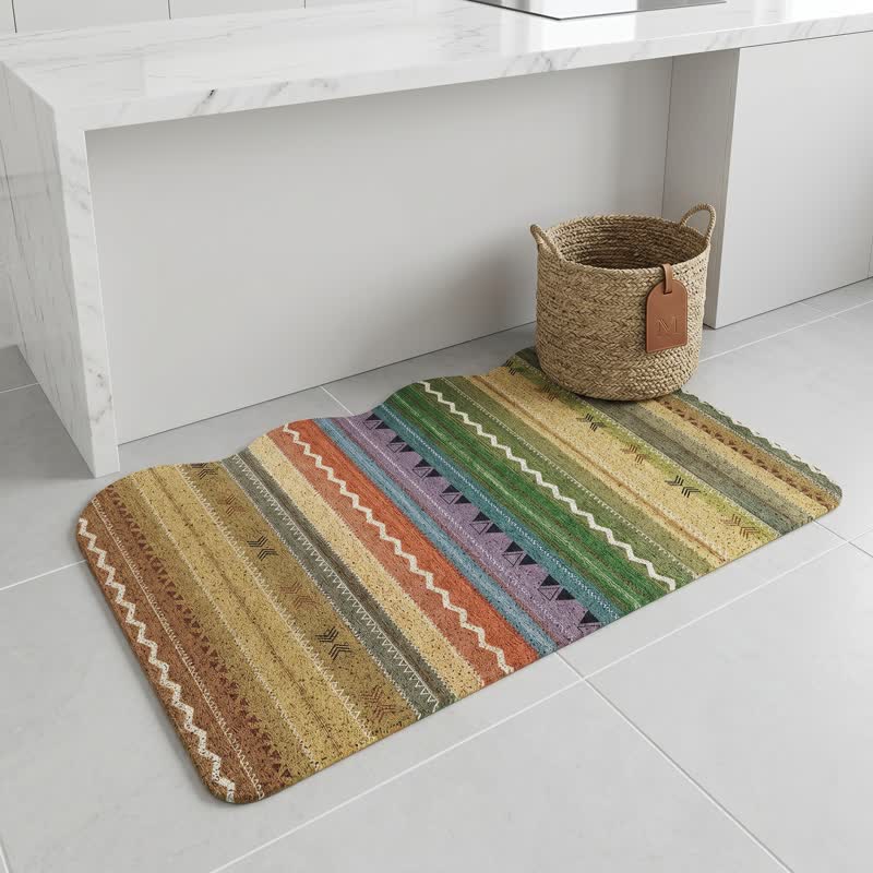 Ownkoti Vintage Rainbow Striped Non-Slip Entry Rug - image 2